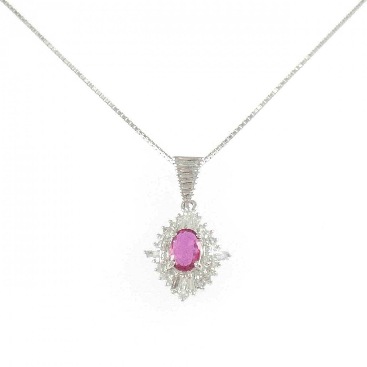 PT900/PT850 ルビー ネックレス 0.52CT