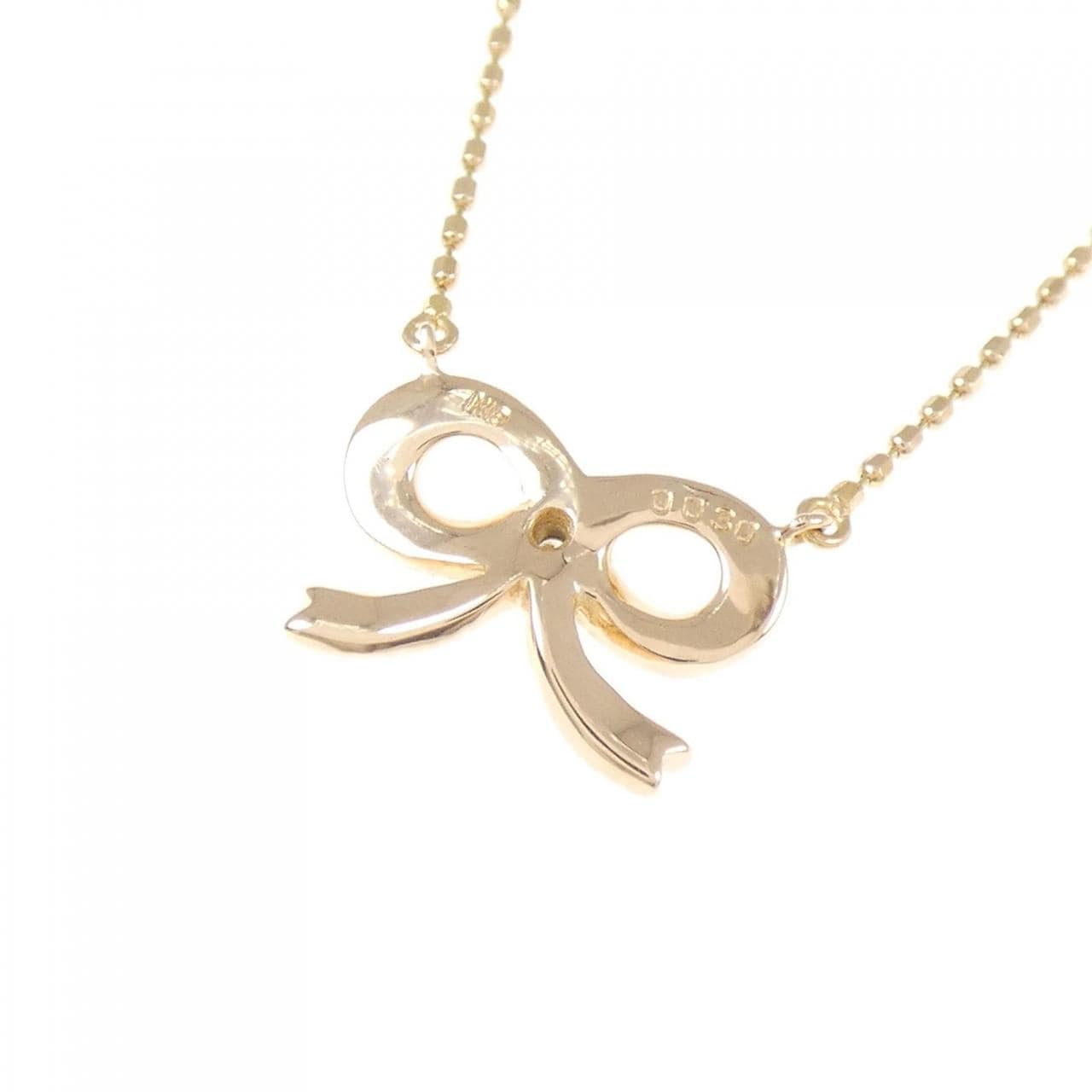 K18PG リボン ダイヤモンド ネックレス 0.030CT