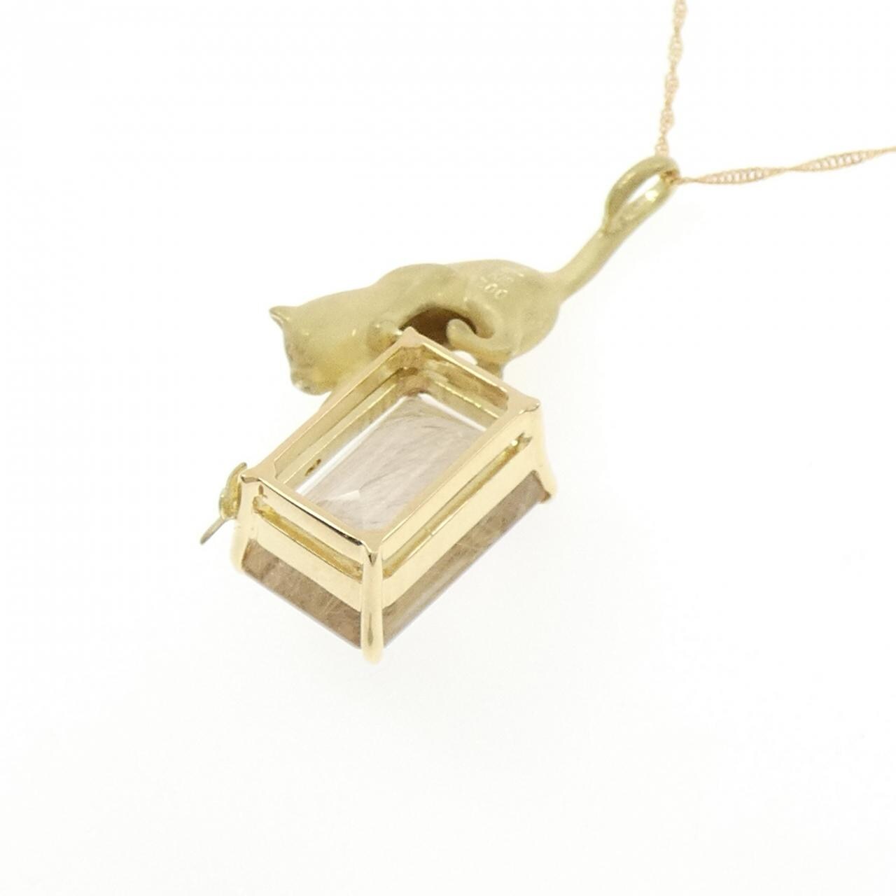 K18YG キャット ルチルクオーツ ネックレス 7.00CT