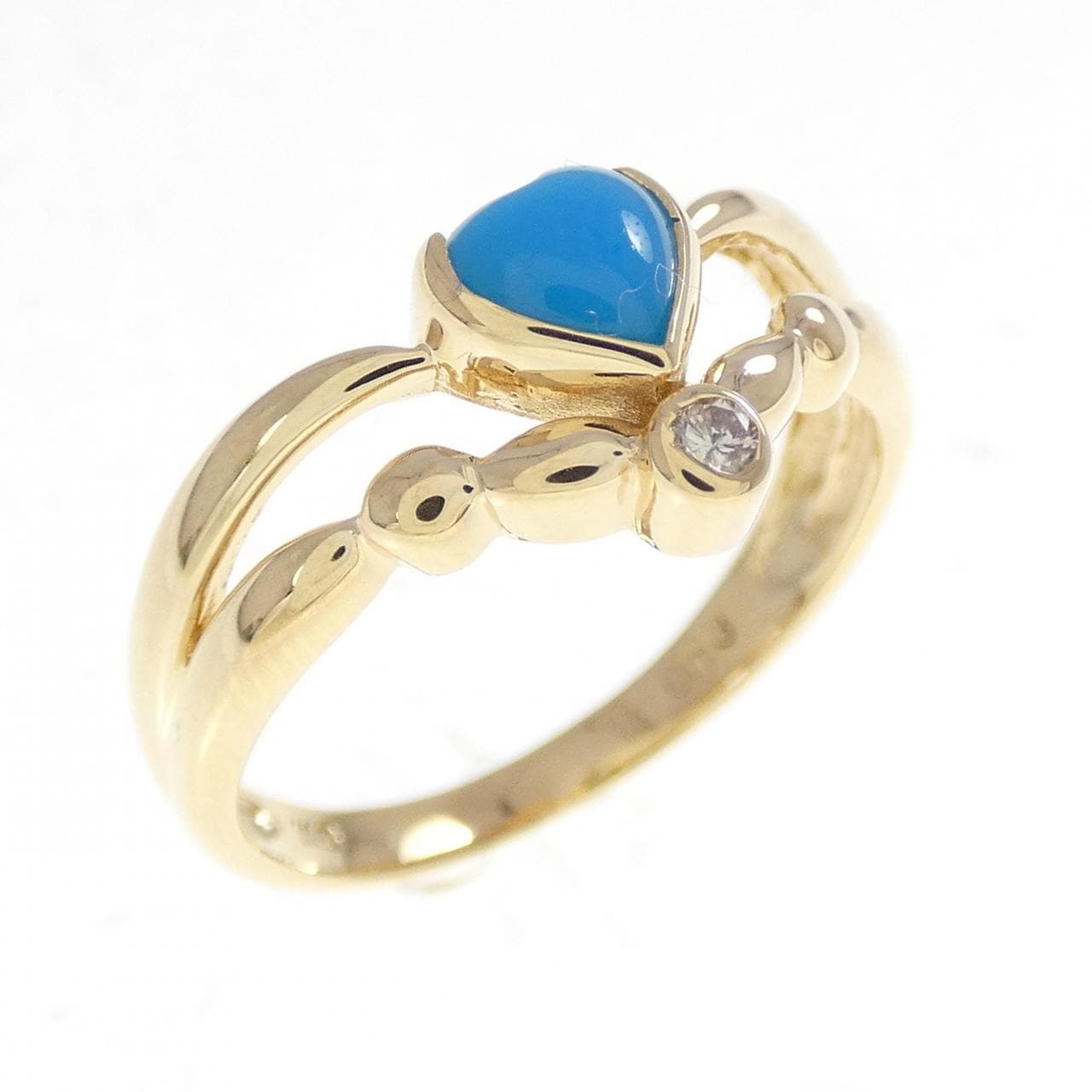 K18YG ハート ターコイズ リング