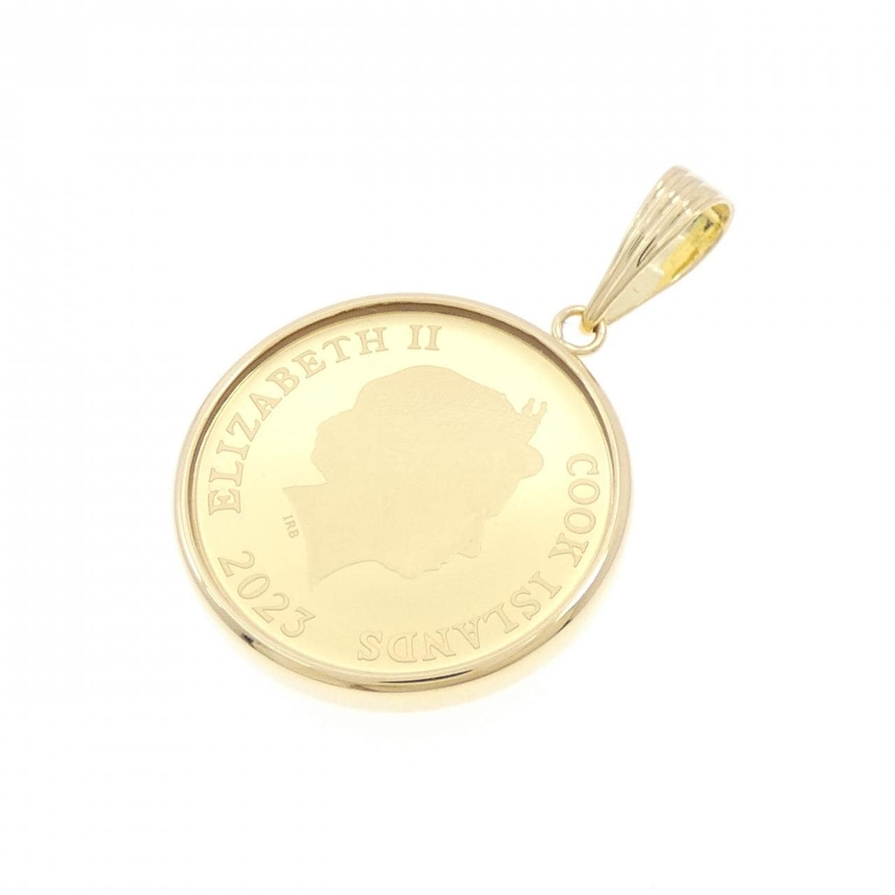 K18YG frame coin pendant