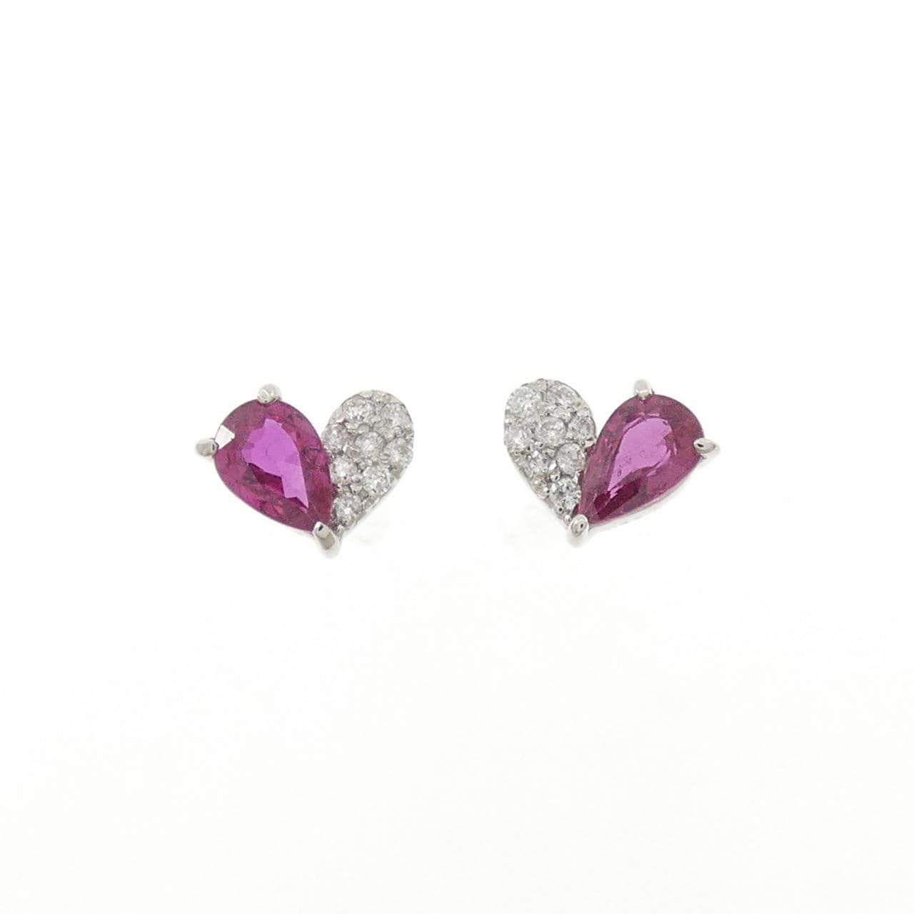 【新品】PT900 ハート ルビー ピアス 0.48CT