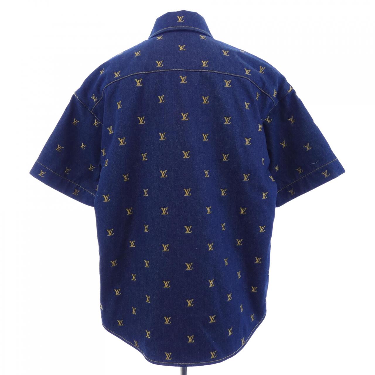 ルイヴィトン LOUIS VUITTON エンブロイダードシグネチャーショートスリーブデニムシャツ HQS90WJX1 S／Sシャツ