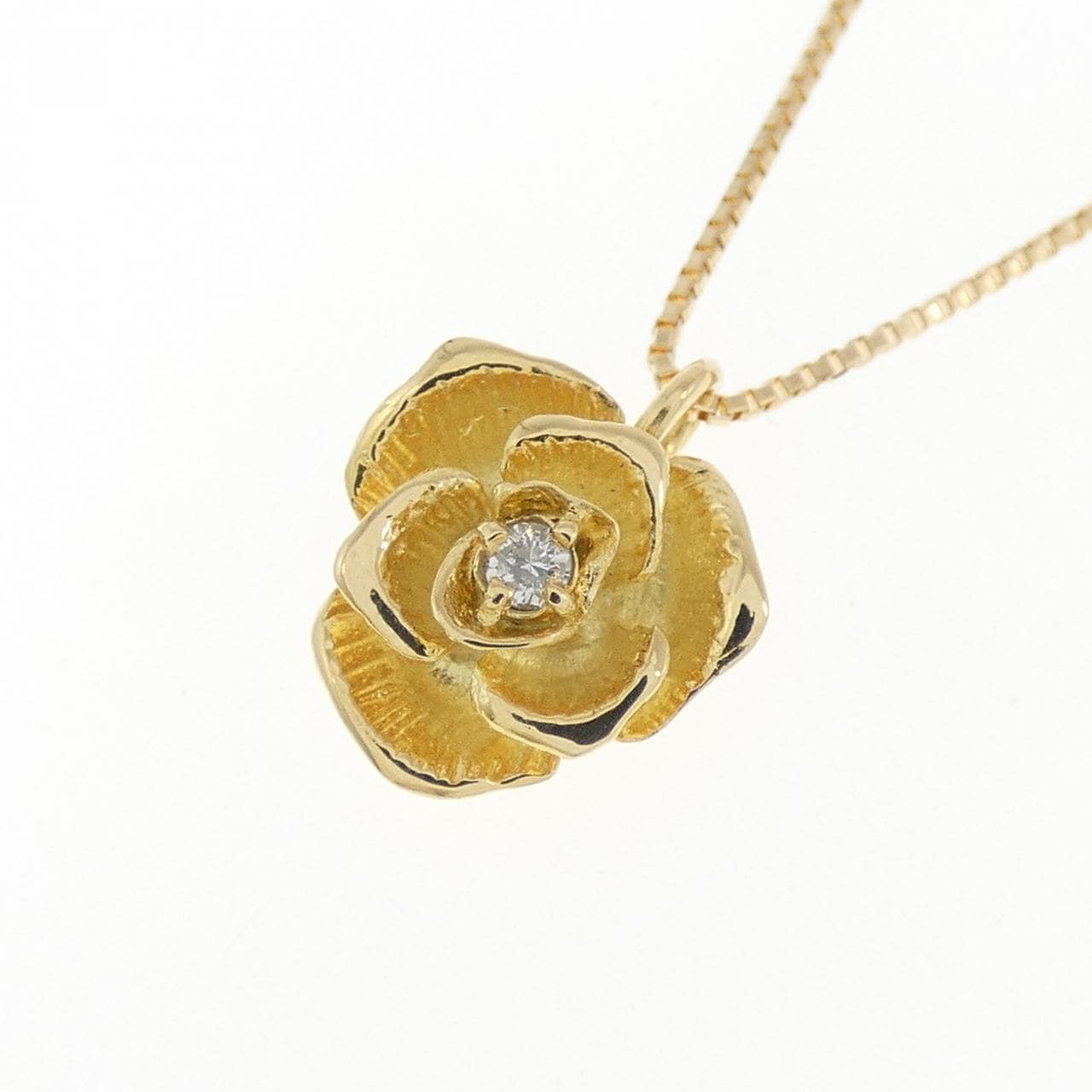 K18YG ローズ ダイヤモンド ネックレス 0.02CT