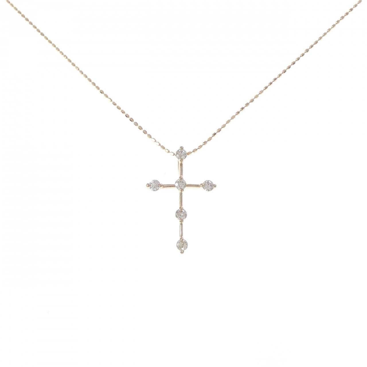 K18PG クロス ダイヤモンド ネックレス 0.30CT