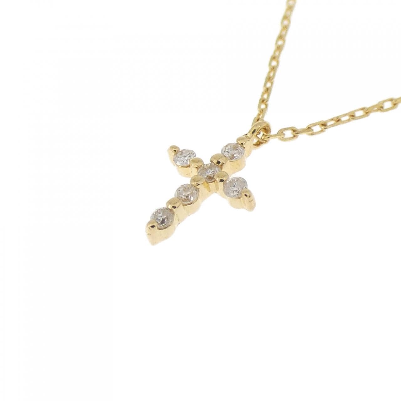 アガット クロス ダイヤモンド ネックレス 0.03CT