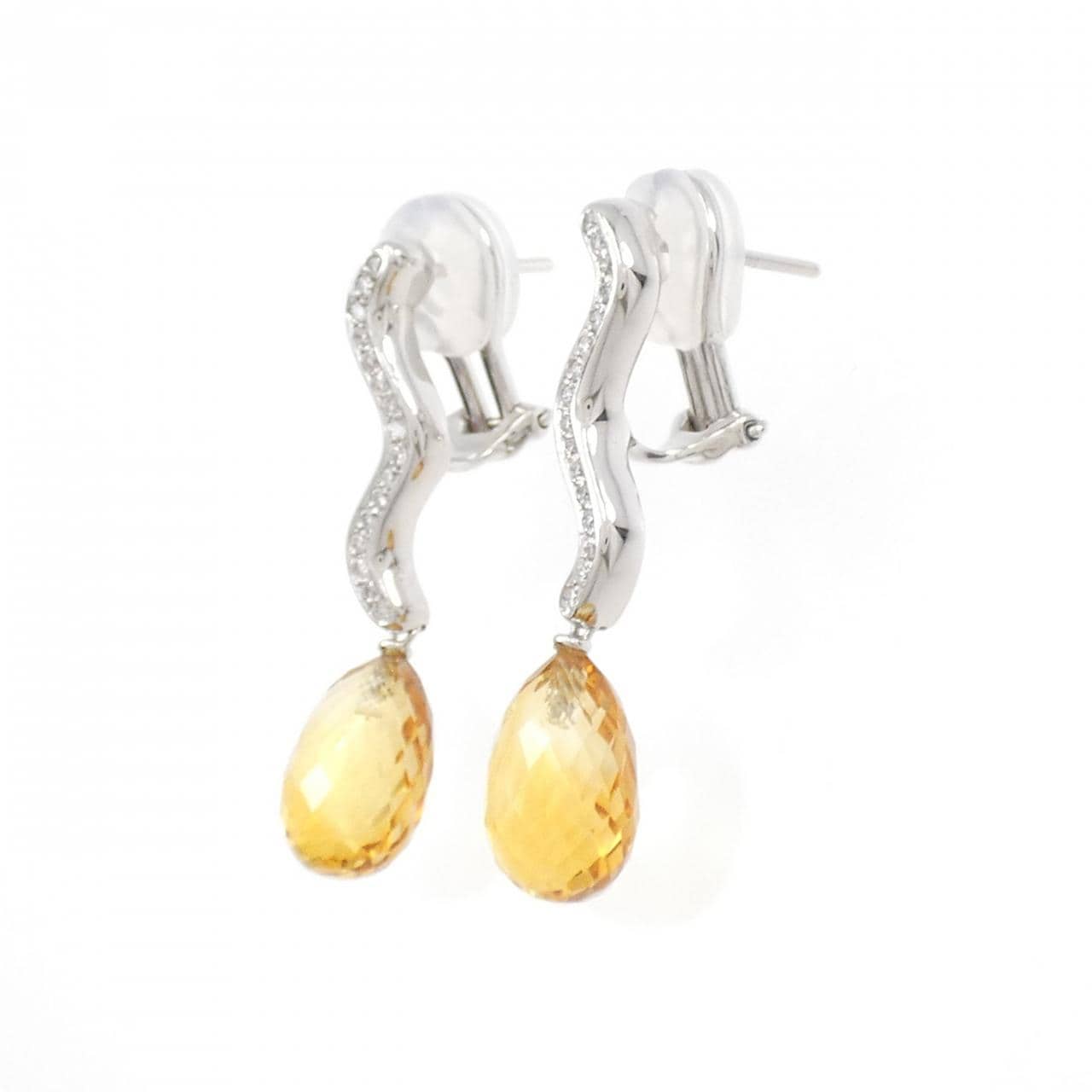 K18WG citrine earrings