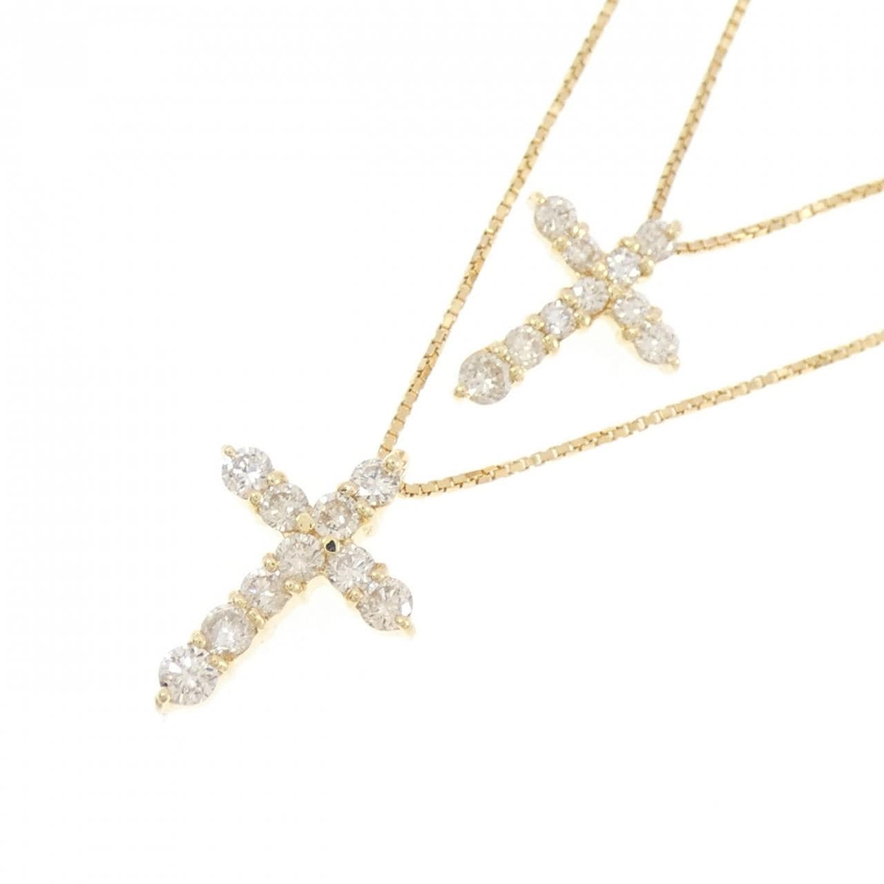 K18YG クロス ダイヤモンド ネックレス 0.5CT