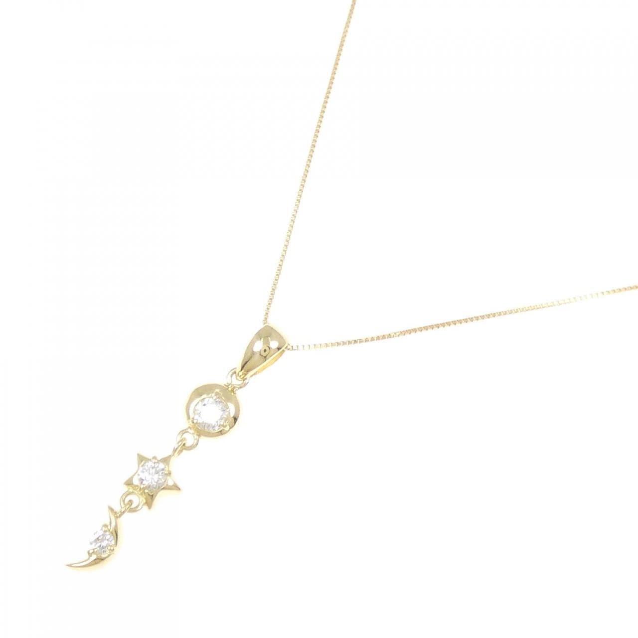 K18YG スター×ムーン ダイヤモンド ネックレス 0.25CT