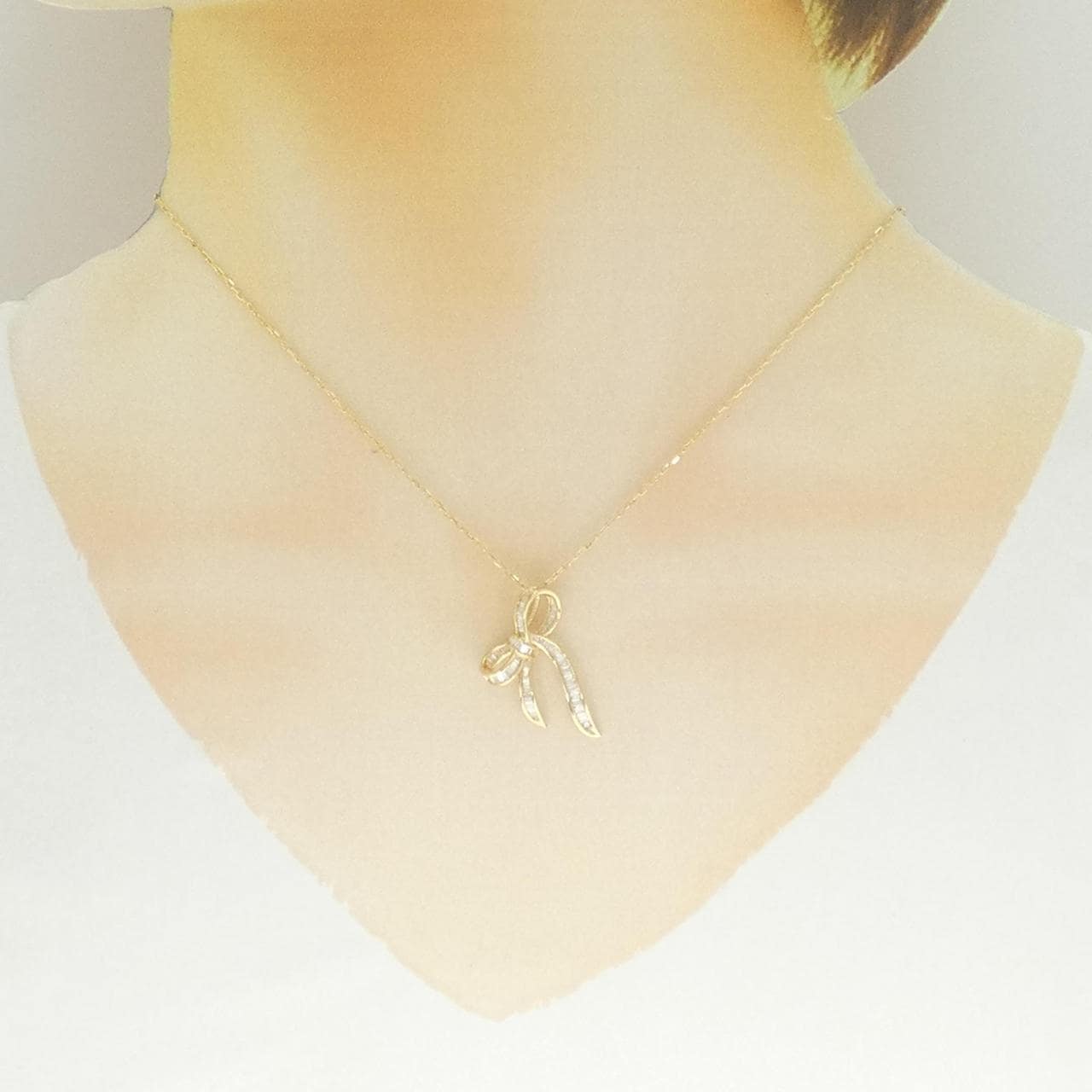 K18YG 丝带钻石项链 0.35CT