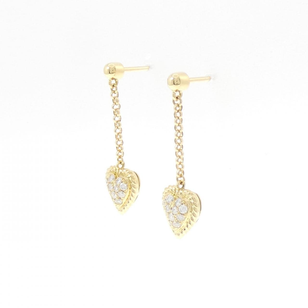 K18YG ハート ダイヤモンド ピアス 0.20CT