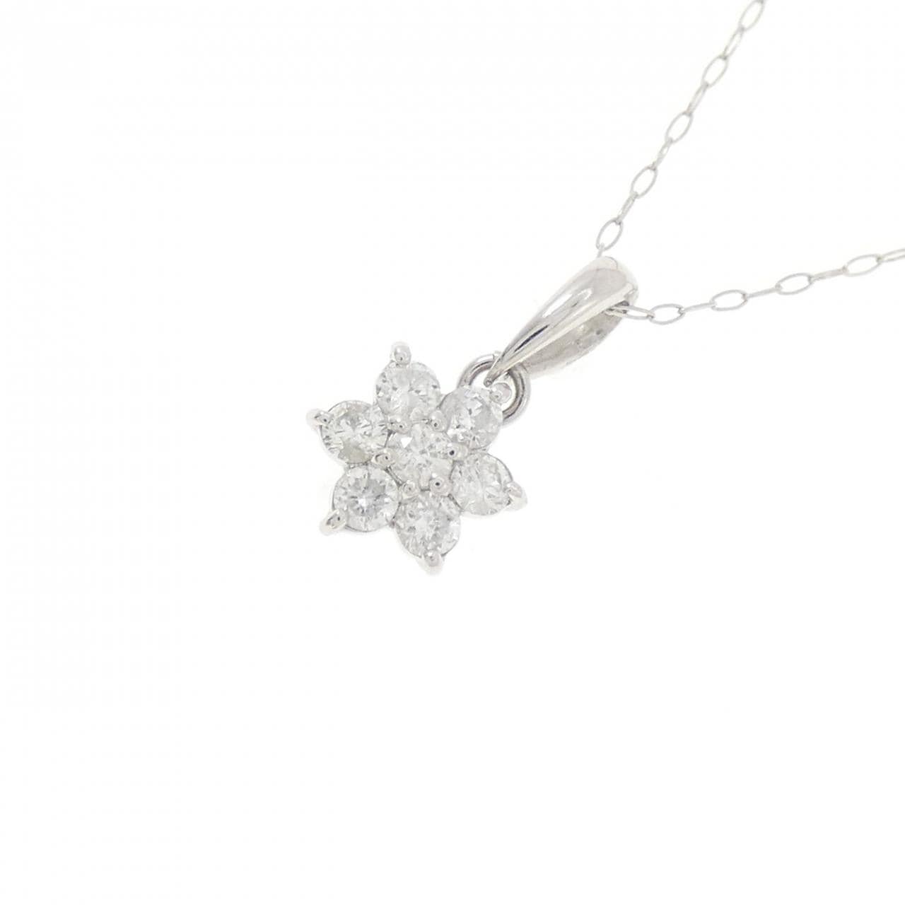 PT900/PT850 フラワー ダイヤモンド ネックレス 0.30CT