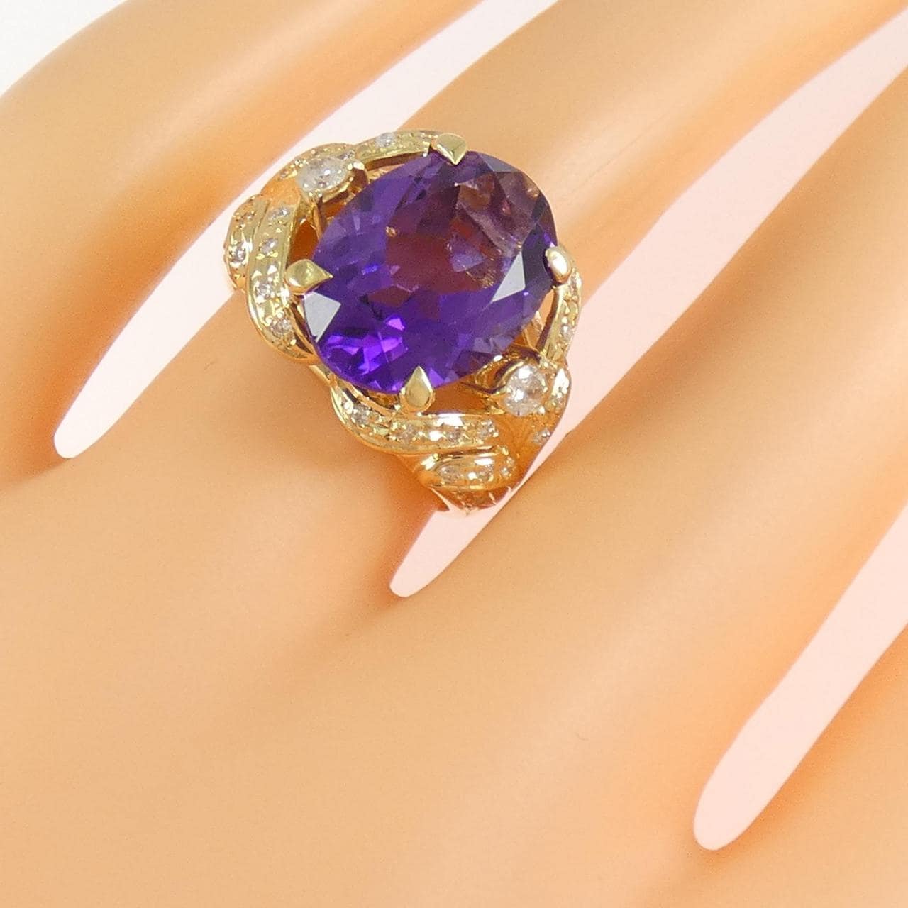 K18YG アメジスト リング 4.54CT