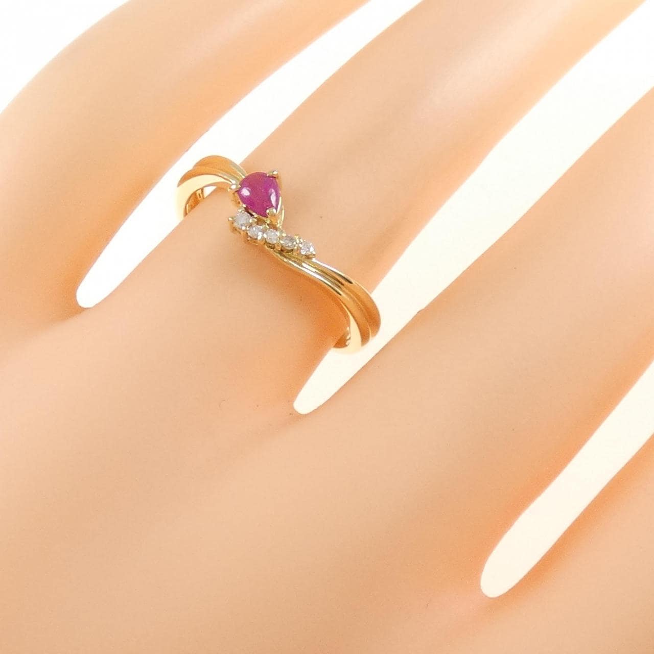K18YG ルビー リング 0.22CT