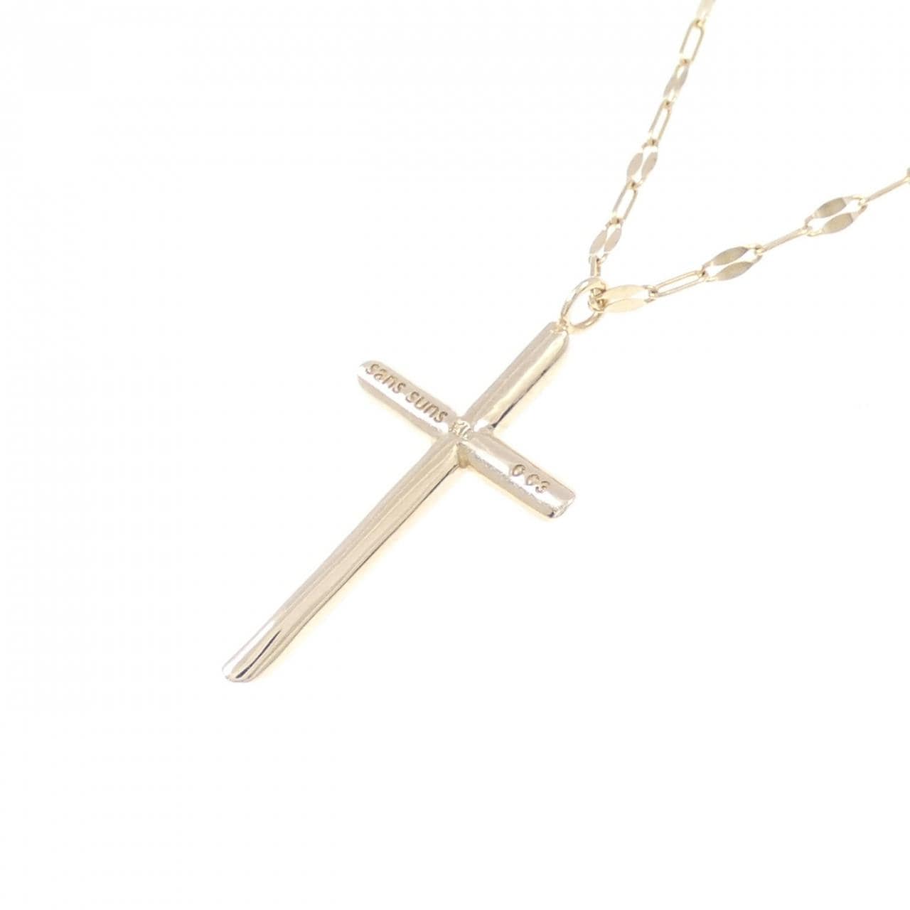 K10YG Cross Diamond Necklace 0.03CT