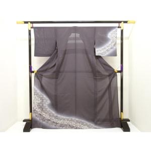 単衣　駒絽訪問着　友禅加工ボカシ染
