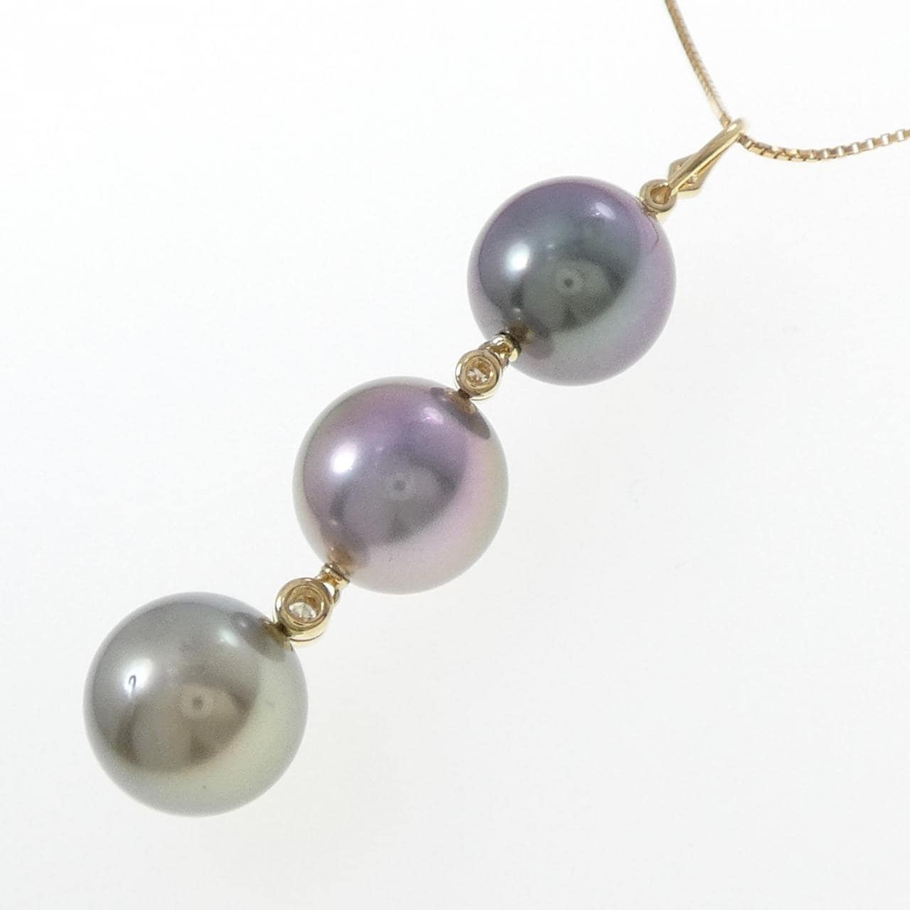 K18YG 黒蝶パール ネックレス 12.1mm