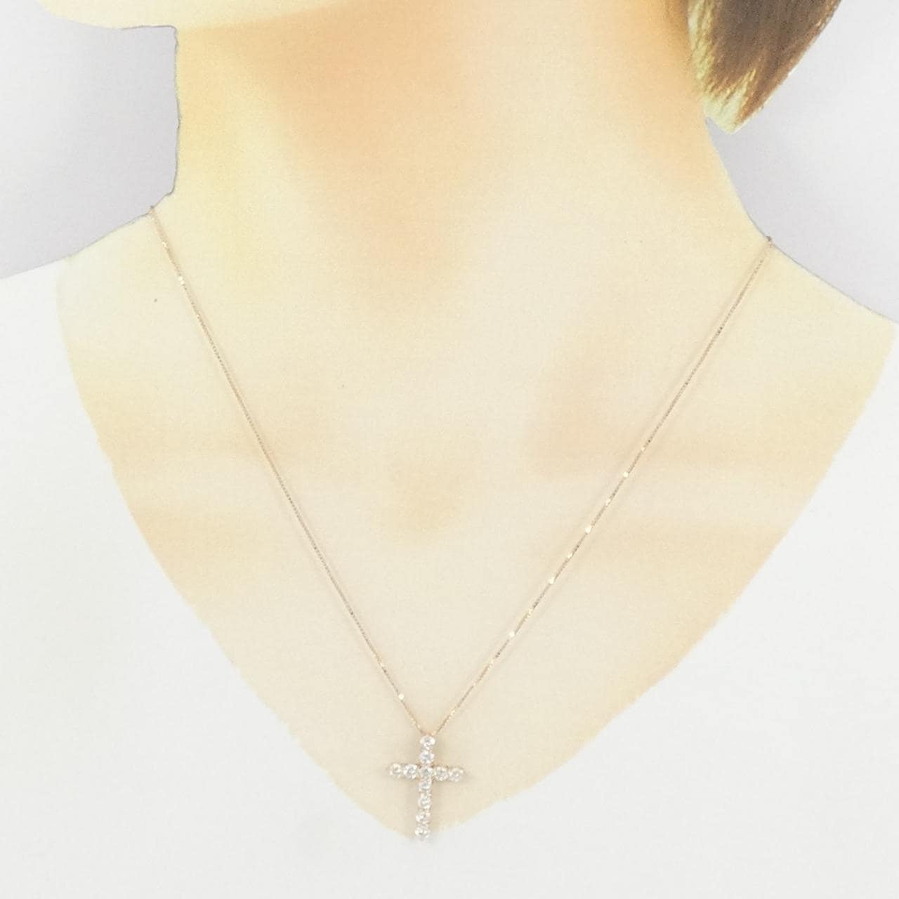 K18PG クロス ダイヤモンド ネックレス 1.00CT