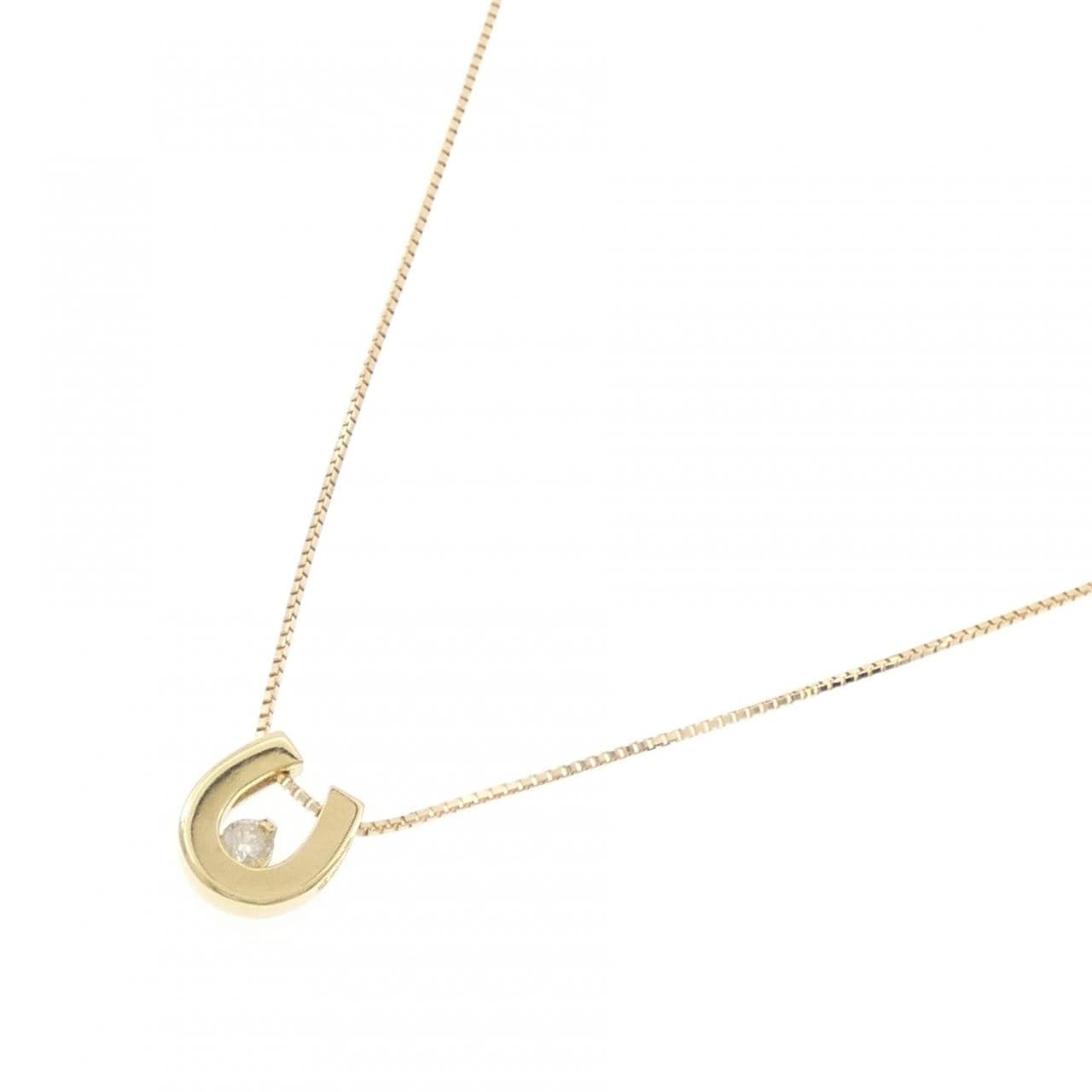 K18YG ホースシュー ダイヤモンド ネックレス 0.07CT
