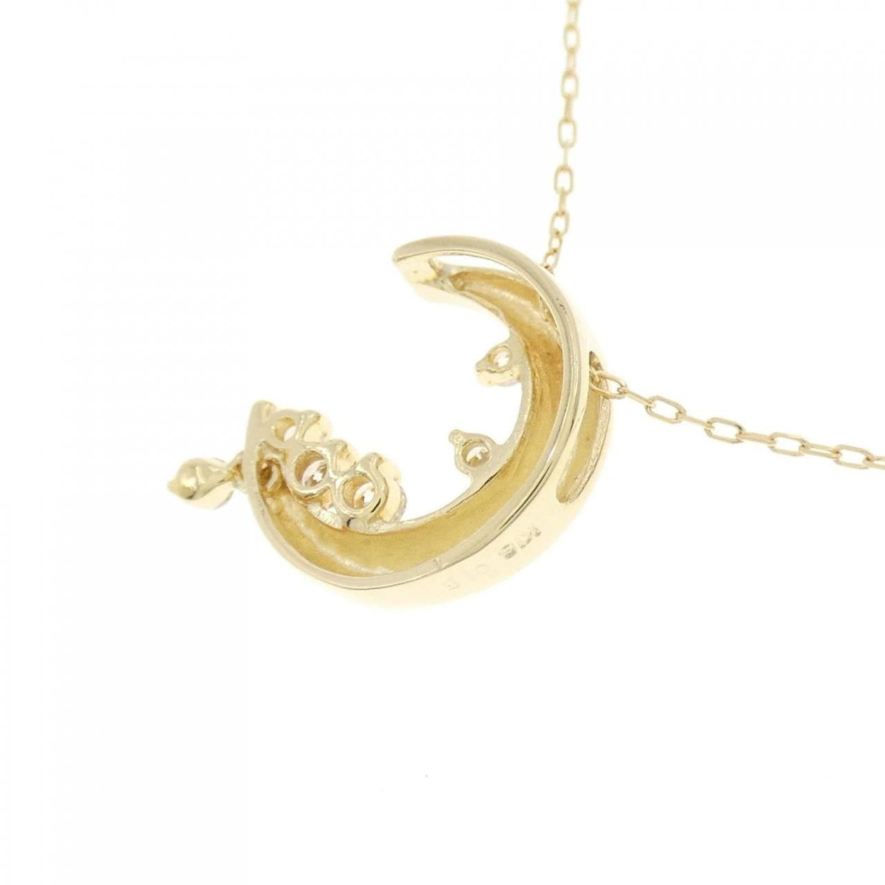 K18YG ムーン ダイヤモンド ネックレス 0.15CT