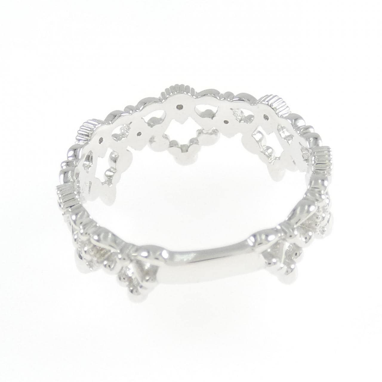 K18WG ティアラ ダイヤモンド リング 0.04CT