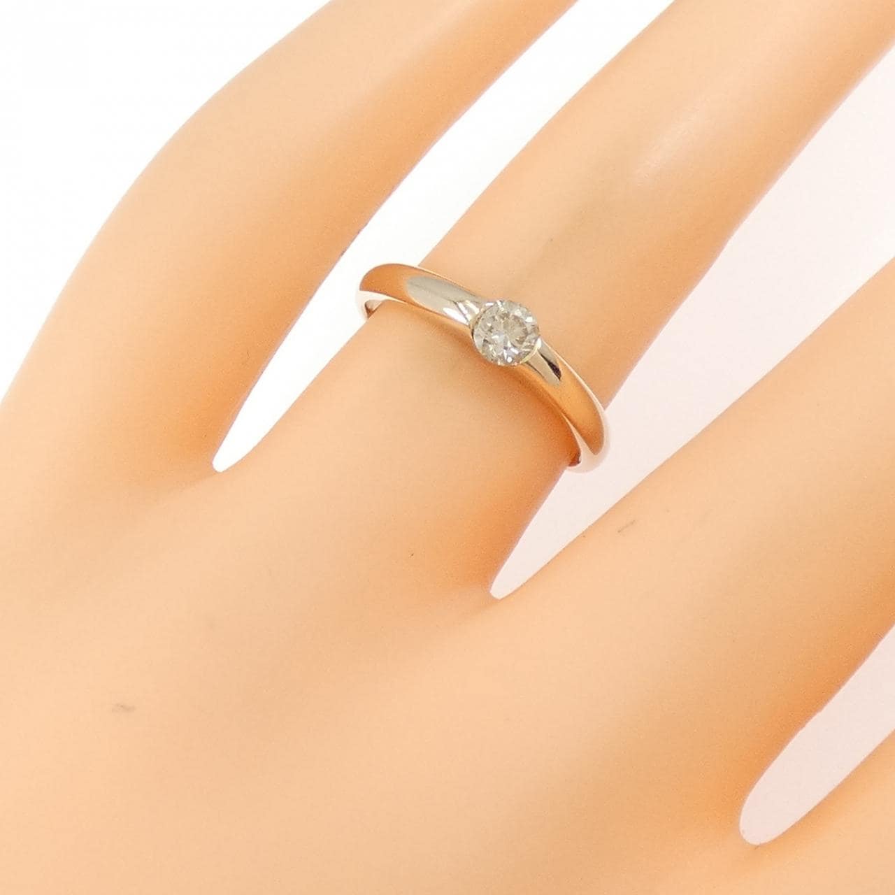 K18PG ソリティア ダイヤモンド リング 0.23CT