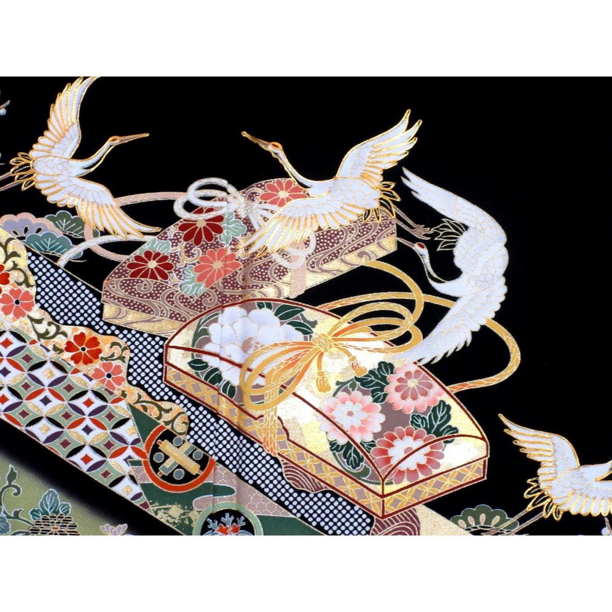 【未使用品】留袖　友禅金彩加工　刺繍入りボカシ染　横木瓜