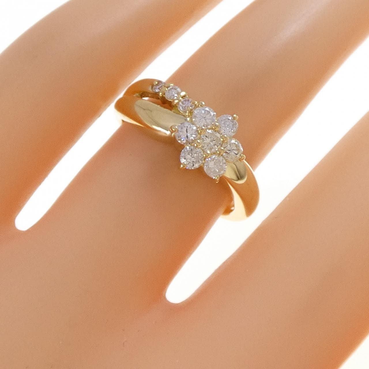 K18YG flower Diamond ring 0.43CT