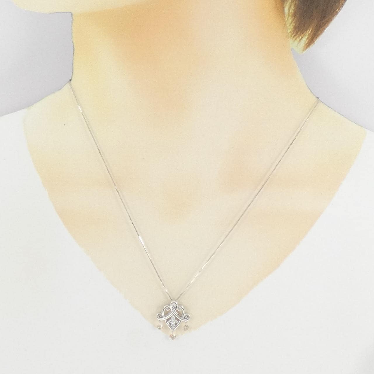 K18WG ダイヤモンド ネックレス 0.32CT