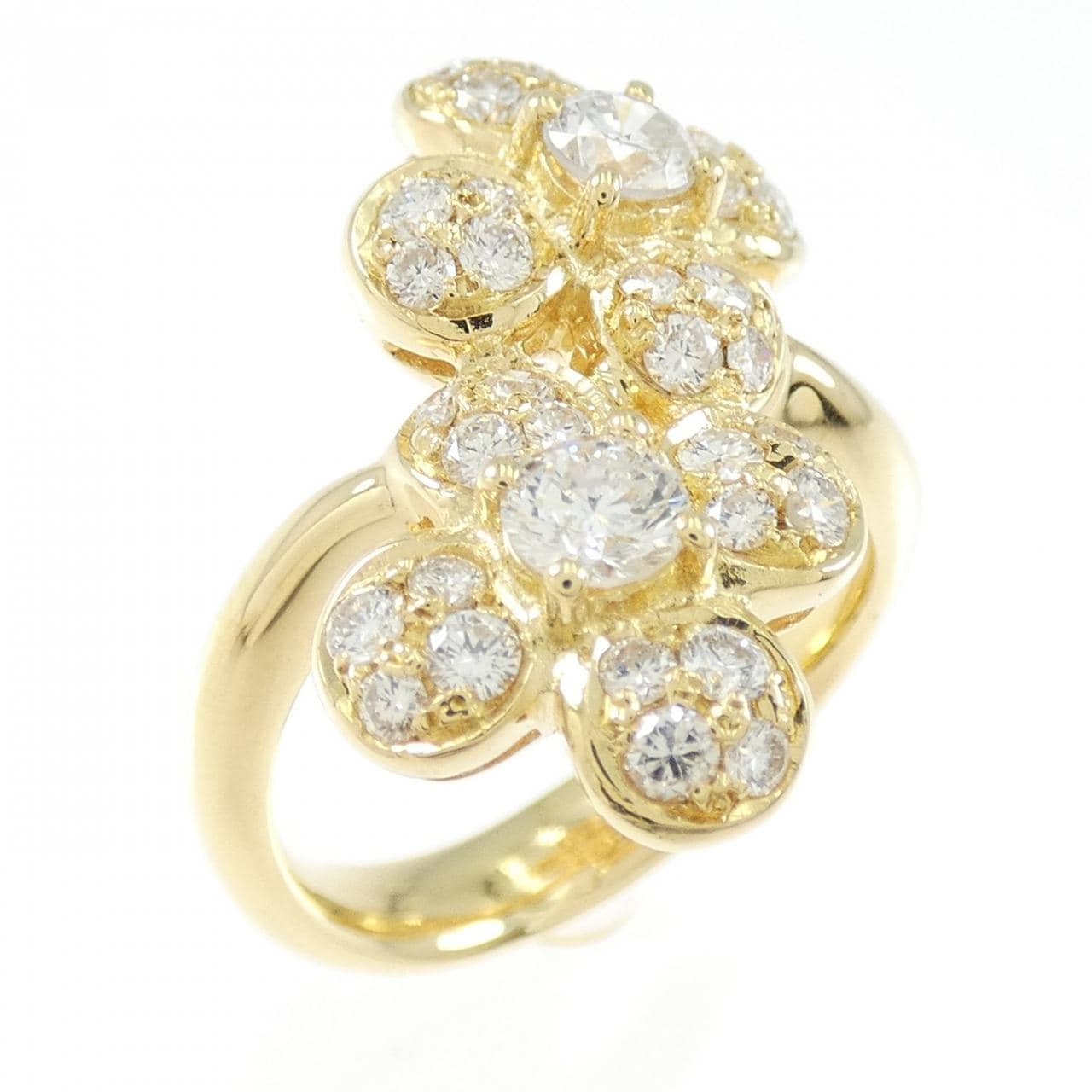 K18YG フラワー ダイヤモンド リング 1.09CT