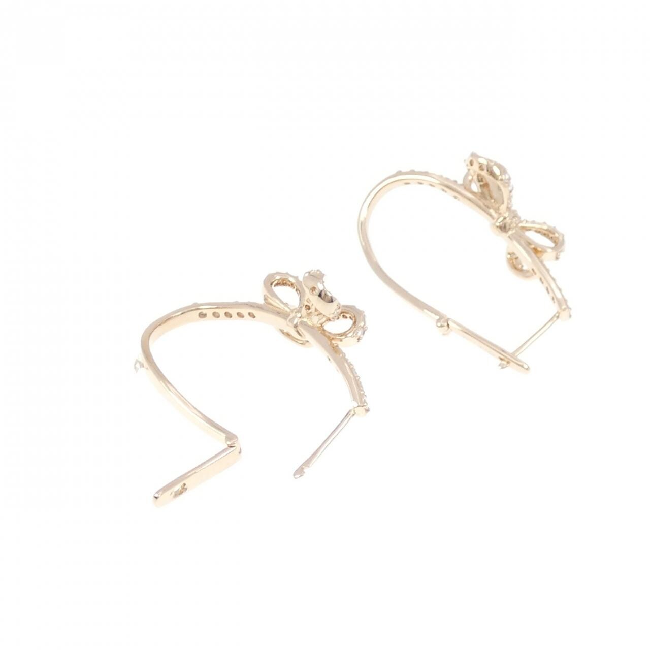 K18PG リボン ダイヤモンド ピアス 0.98CT