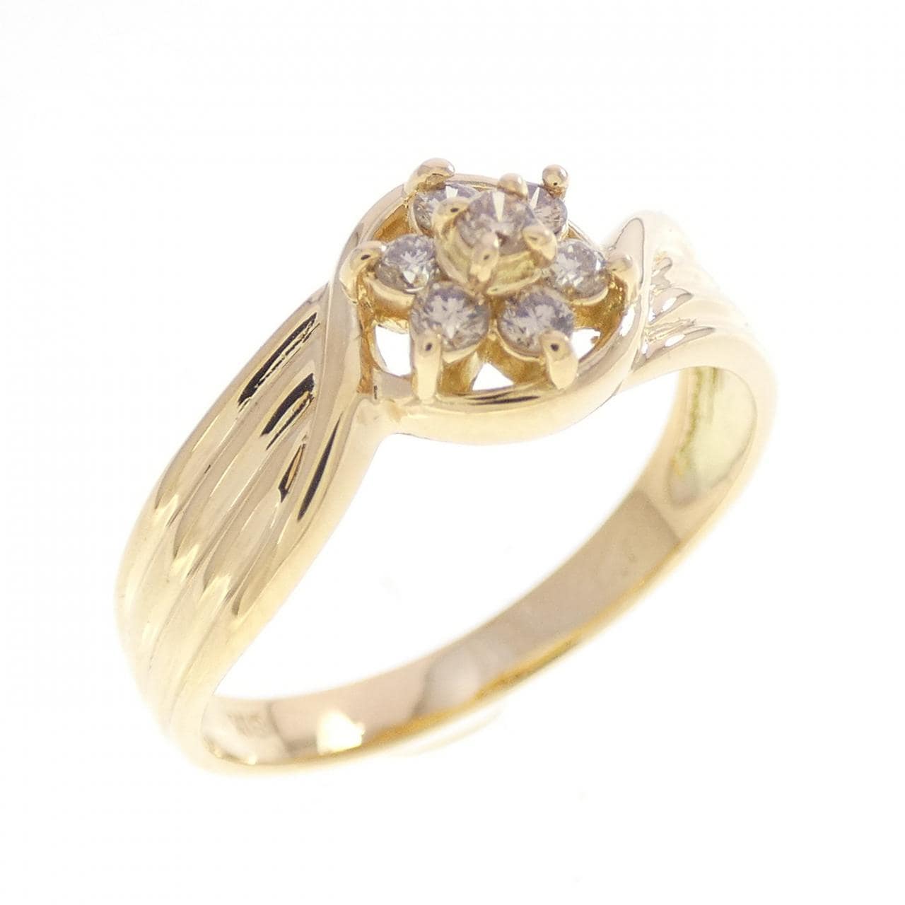 K18YG フラワー ダイヤモンド リング 0.15CT