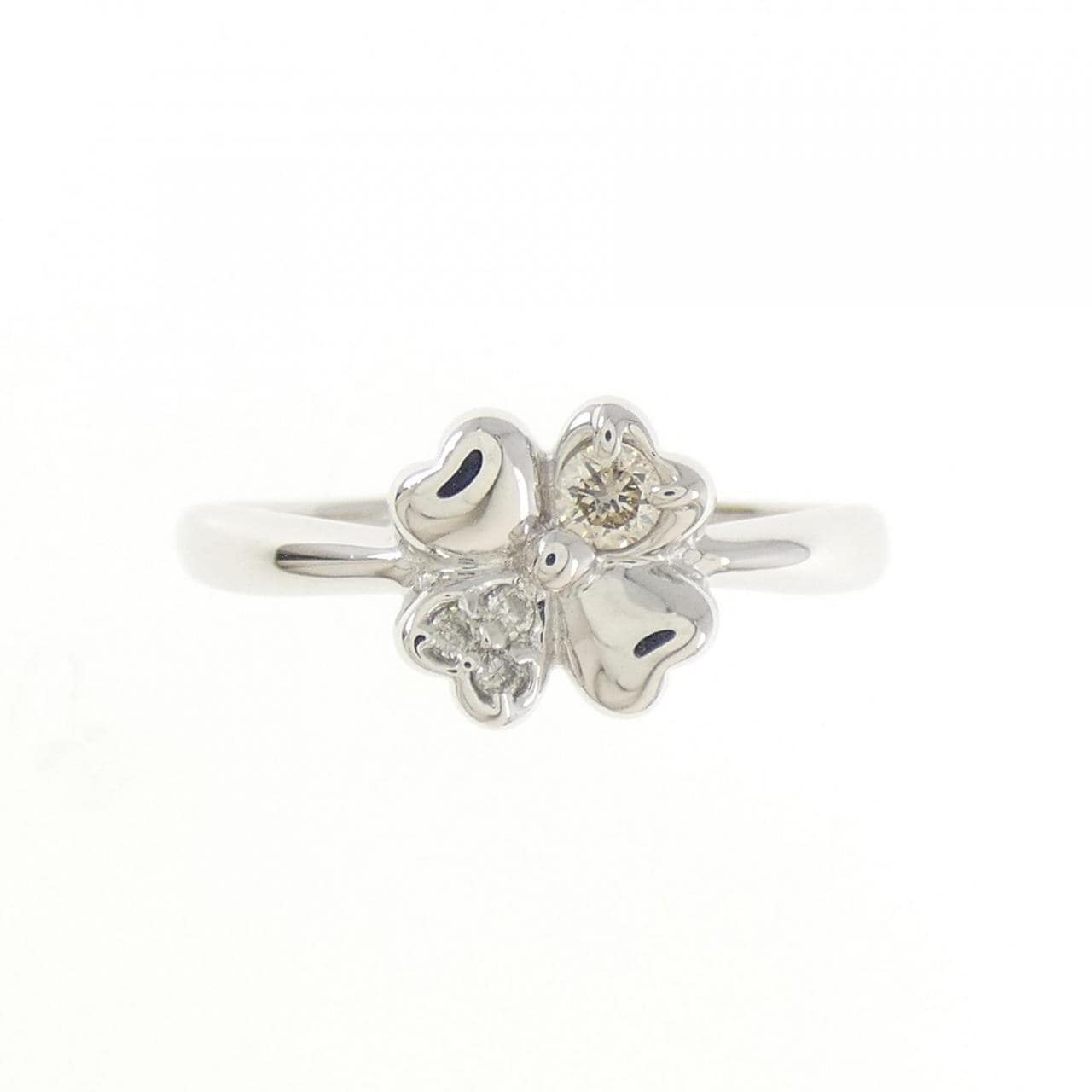K18WG フラワー ダイヤモンド リング 0.08CT
