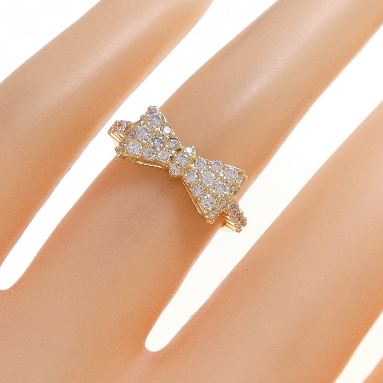 K18YG リボン ダイヤモンド リング 0.50CT