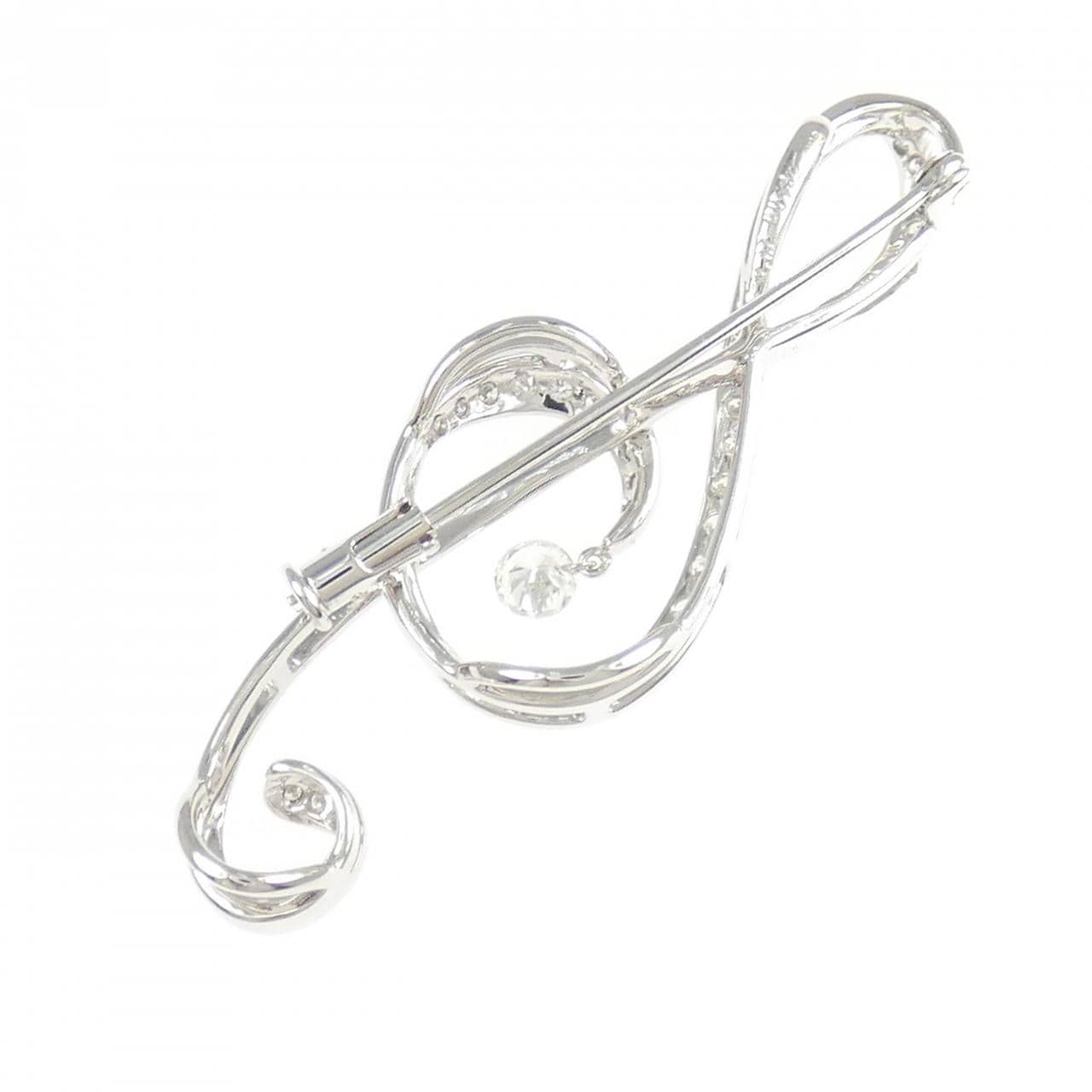 K18WG オンプ ダイヤモンド ブローチ 0.17CT