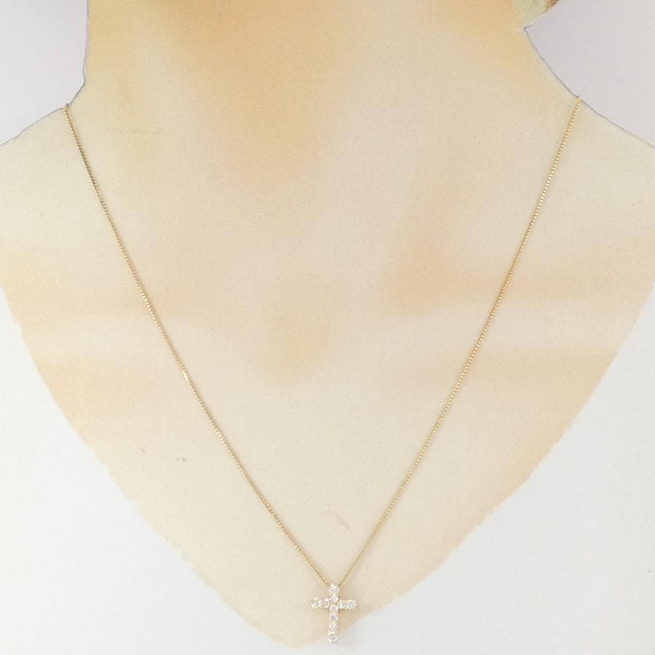 K18YG クロス ダイヤモンド ネックレス 0.30CT