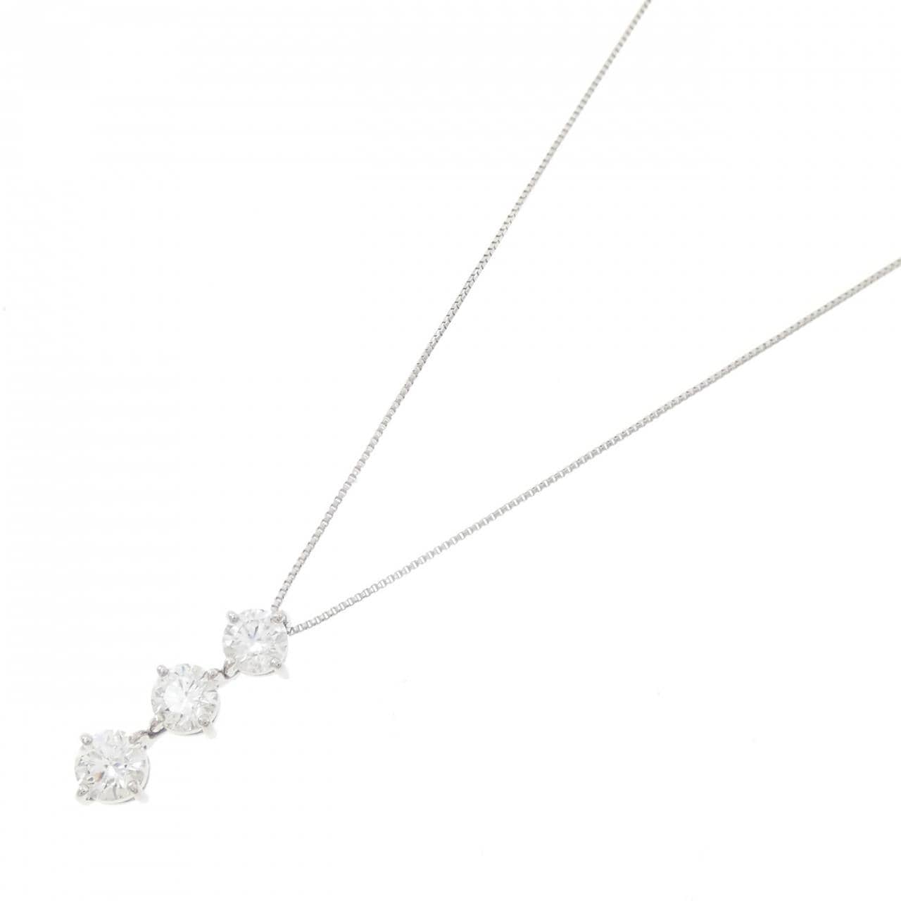 PT900/PT850 スリーストーン ダイヤモンド ネックレス 1.001CT