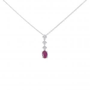 K18WG/750WG ルビー ネックレス 0.50CT
