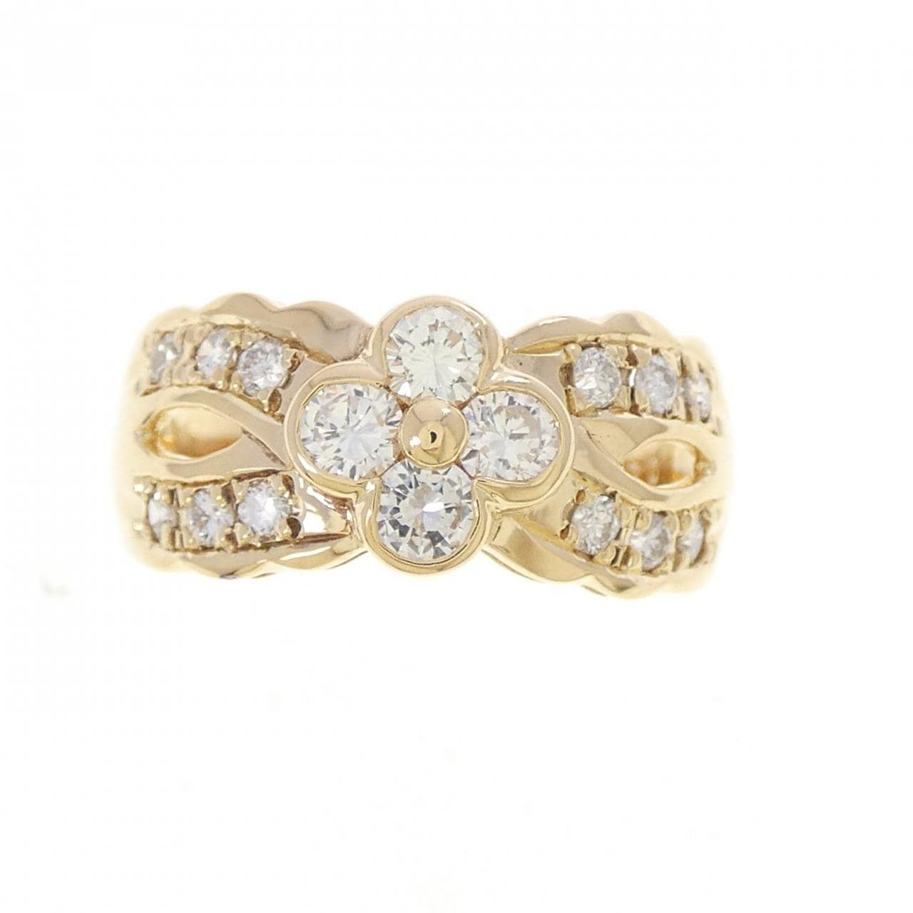 K18YG フラワー ダイヤモンド リング 0.70CT