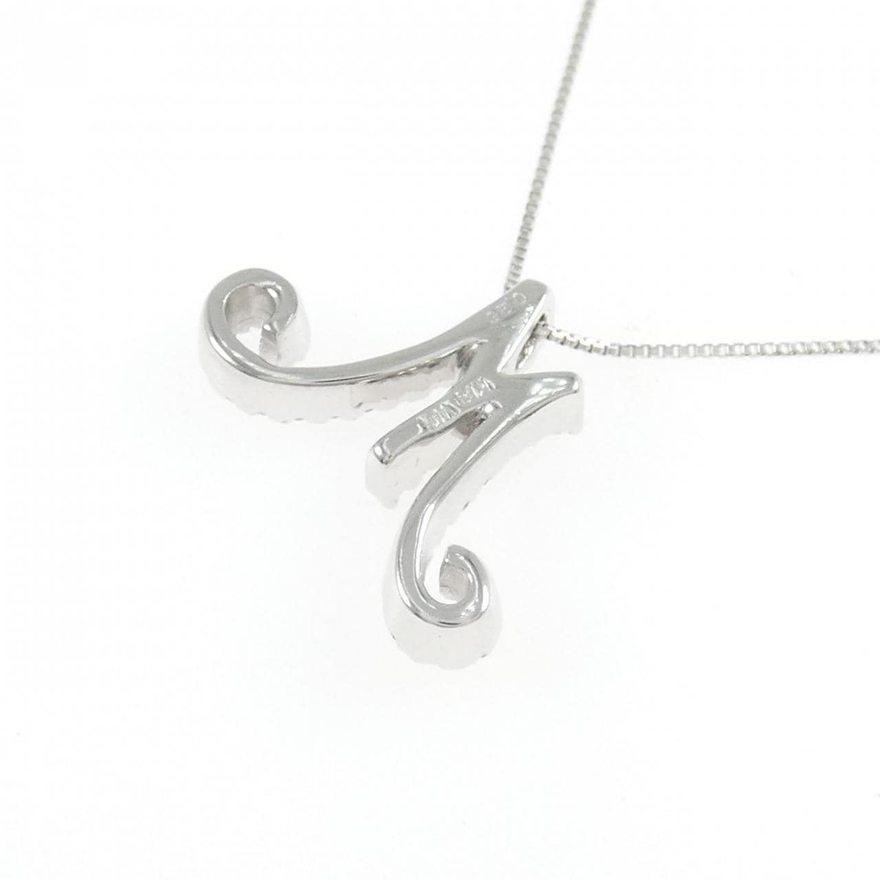 K18WG イニシャルM ダイヤモンド ネックレス 0.26CT