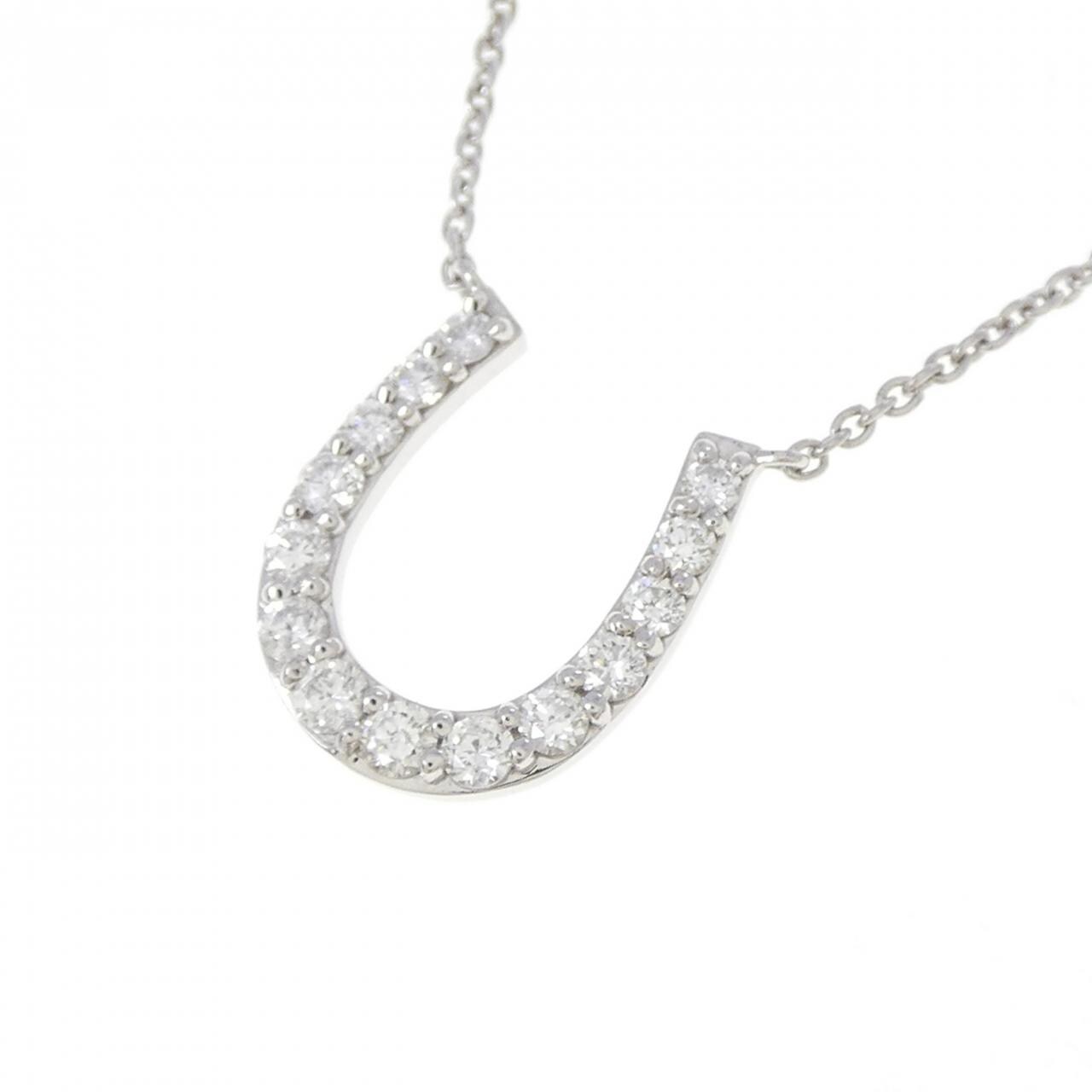 K18WG ホースシュー ダイヤモンド ネックレス 0.20CT