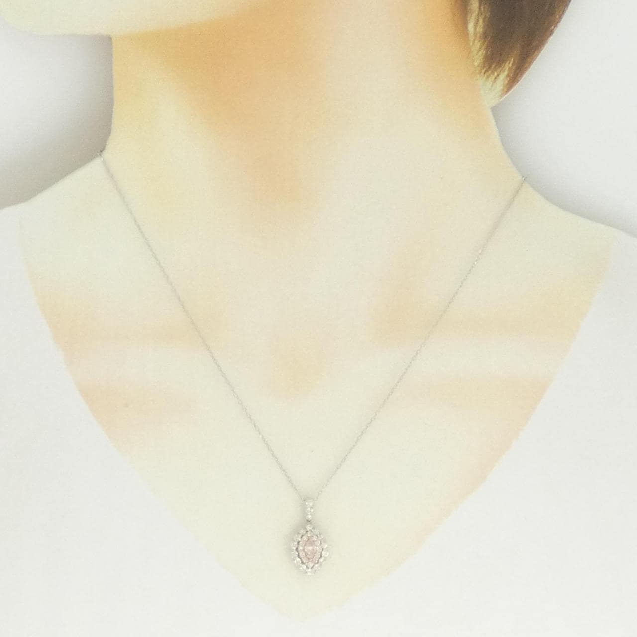 PT950/K18PG/PT850 ダイヤモンド ネックレス 0.188CT FLOP I1 マーキスカット