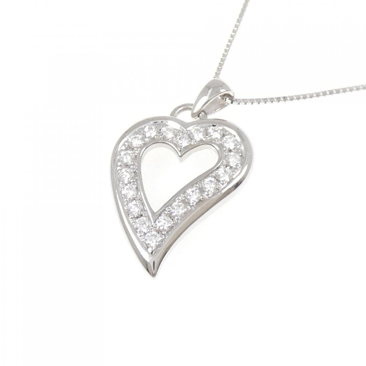K18WG ハート ダイヤモンド ネックレス 0.343CT
