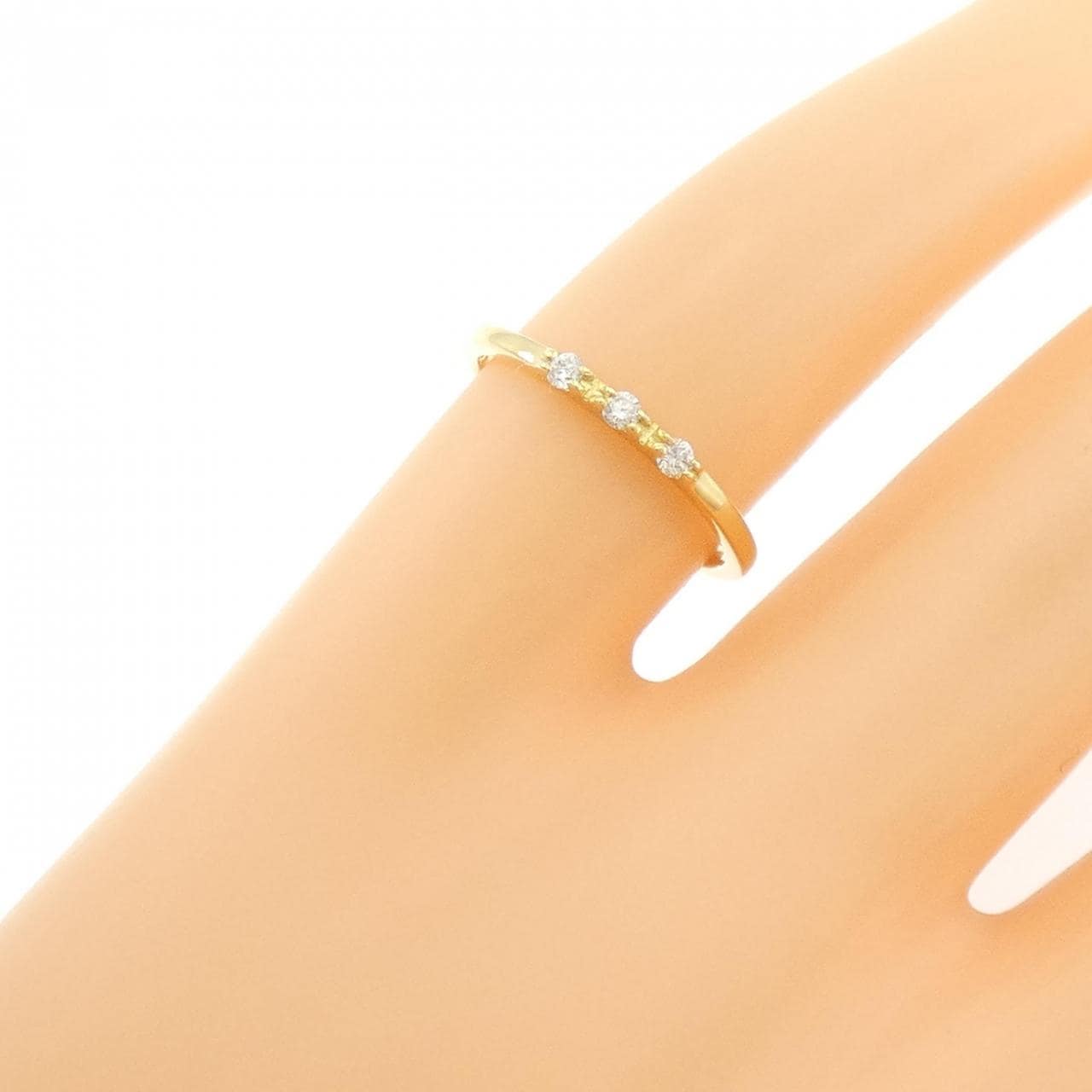 K18YG スリーストーン ダイヤモンド ピンキーリング 0.04CT