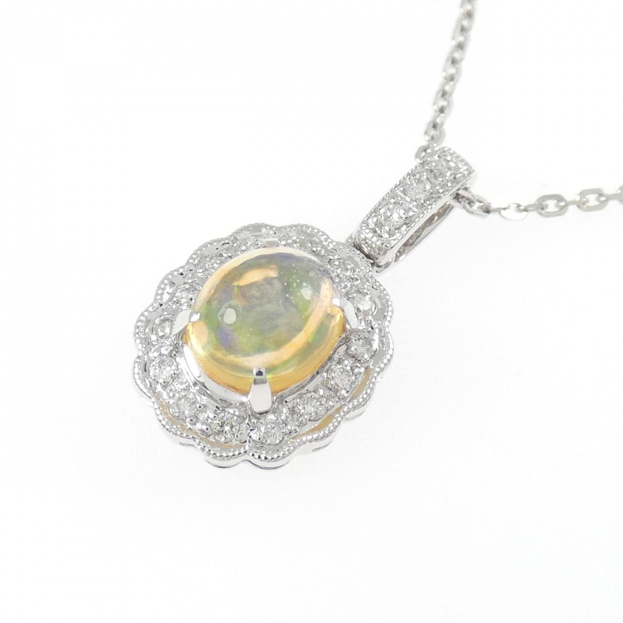 K18WG オパール ネックレス 0.91CT