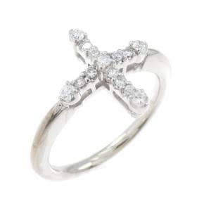K18WG クロス ダイヤモンド リング 0.18CT