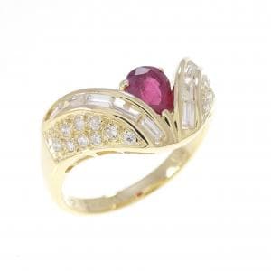 K18YG ルビー リング 0.55CT
