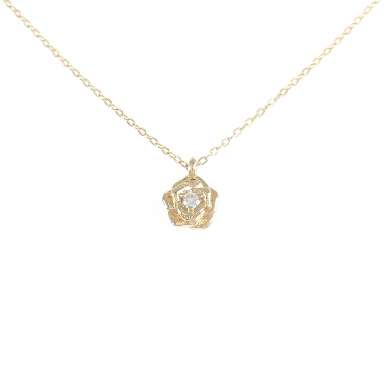 K18YG ローズ ダイヤモンド ネックレス 0.02CT