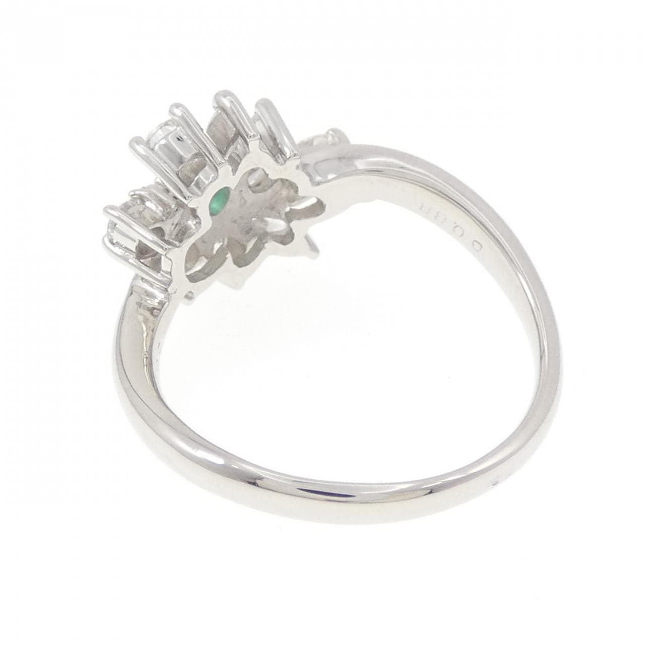 PT900 フラワー エメラルド リング 0.11CT
