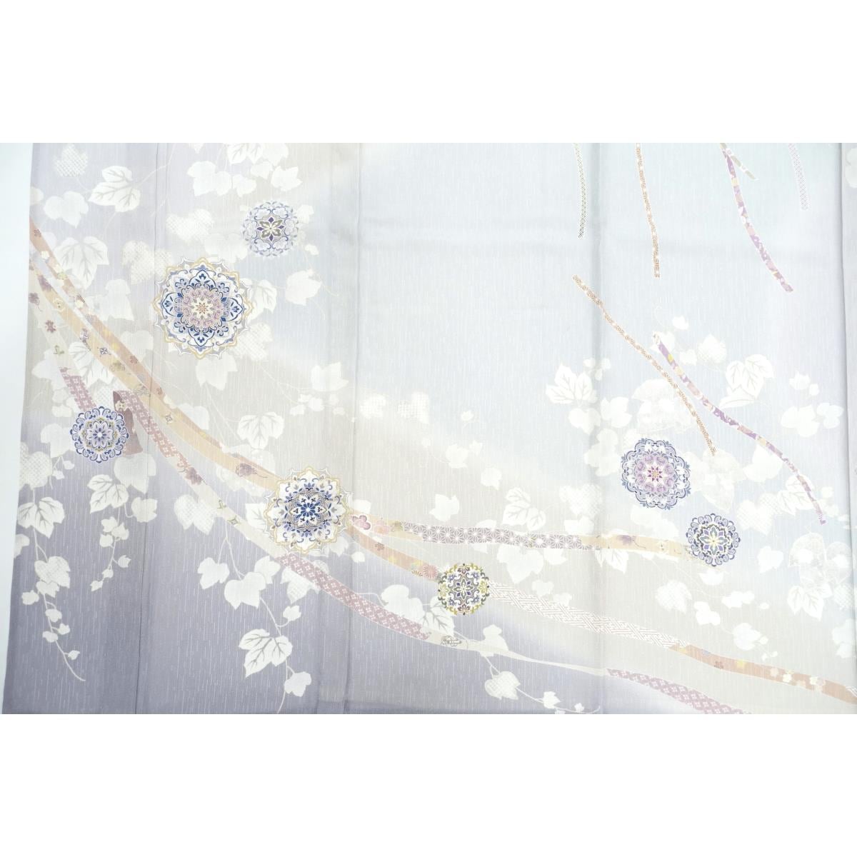 [Unused items] Unlined robe Homongi Yuzen processing blur dyeing